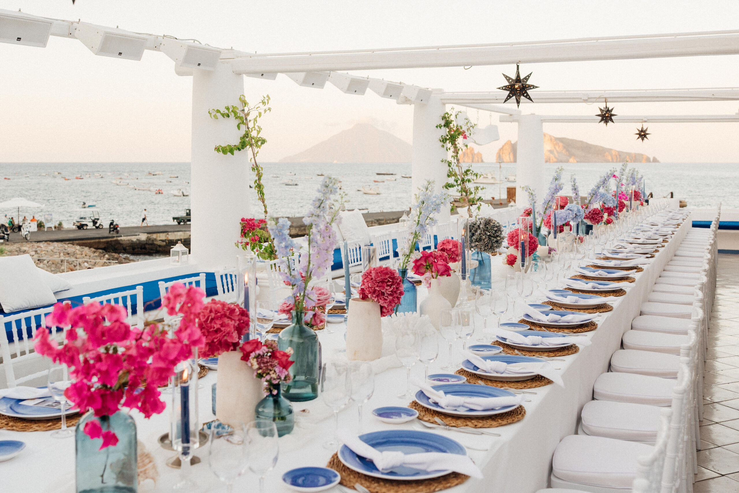 wedding table on a splendid terrace in Panarea