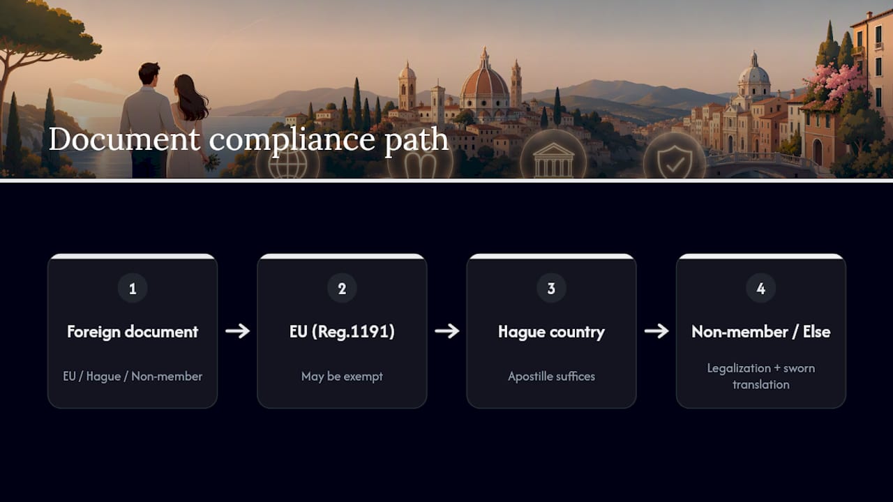 Italy document legalization decision path